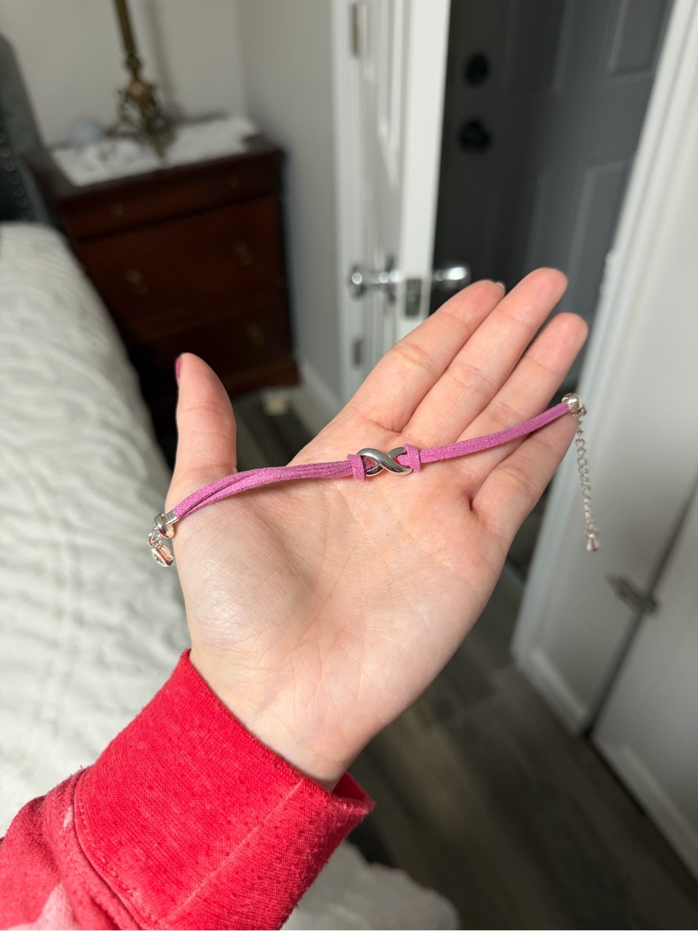 Pink Bracelet with Silver Infinity Charm